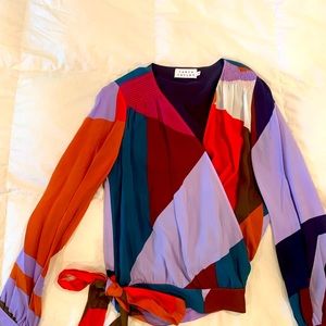 Tanya Taylor Silk Wrap Blouse